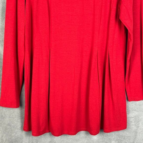 J Jill Top Womens Medium Red Tunic Long Sleeve Stretch Minimalist Comfort Career - Picture 3 of 12
